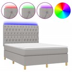vidaXL Sommier à lattes de lit et matelas et LED Gris clair 140x190 cm