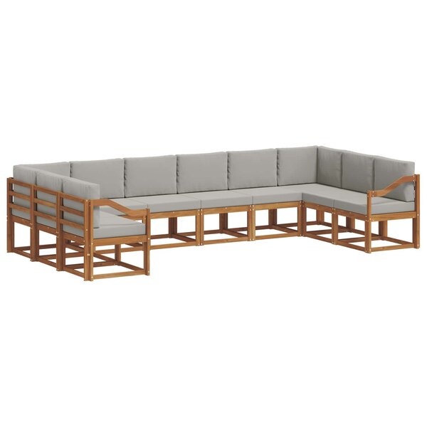 vidaXL Ensemble de canapés d'extérieur 10 pc Gris Naturel et Clair