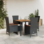 vidaXL Ensemble à manger de jardin coussins 5Pièces Noir Résine tressée