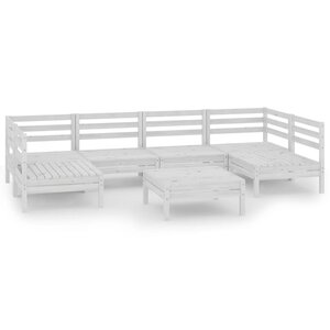 Salon de jardin meuble d'extérieur ensemble de mobilier 7 pièces blanc bois de pin massif 02_0017356