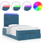 vidaXL Cadre de lit ottoman avec matelas bleu foncé 120x190 cm velours