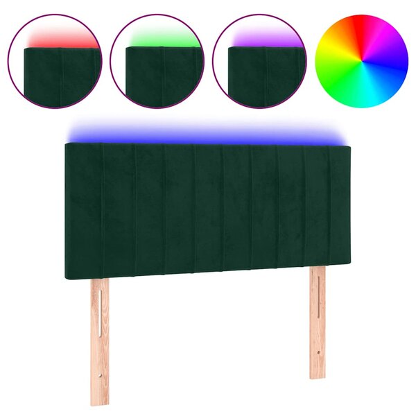 vidaXL Tête de lit à LED Vert foncé 100x5x78/88 cm Velours