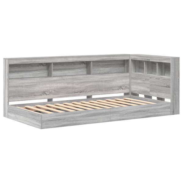 vidaXL Lit bibliothèque Gris Sonoma 90x190 cm en bois d'ingénierie