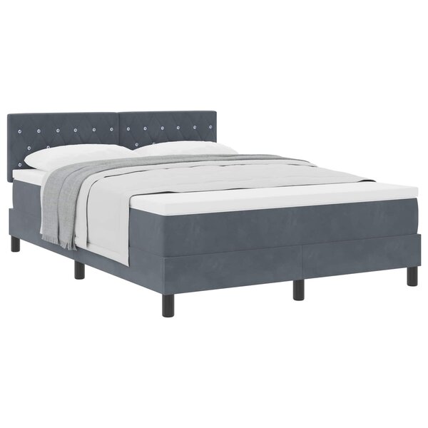 vidaXL Lit à ressorts avec matelas Gris foncé 140 x 200 cm Velours