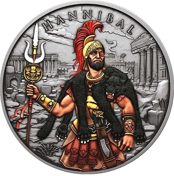 Pièce de monnaie en Argent 5 Dollars g 31.1 (1 oz) Millésime 2025 Legendary Warriors Medals HANNIBAL