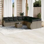 vidaXL Salon de jardin 11 Pièces avec coussins gris clair résine tressée