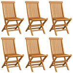 vidaXL Chaises de jardin et coussins blanc crème lot de 6 Teck massif