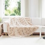 vidaXL Couverture en Fourrure de Lapin Synthétique 4 Pièces Beige