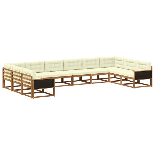 vidaXL Ensemble de canapés d'extérieur 10 pc Naturel et Crème