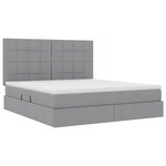 vidaXL Lit de rangement LED avec matelas Gris clair 160 x 200 cm Tissu