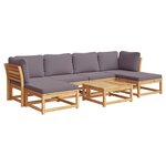 vidaXL Salon de jardin avec coussins 7 Pièces bois massif d'acacia
