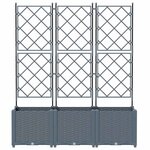 vidaXL Bac à fleurs avec Treillis 3 Pièces Gris clair 120 x 40 x 143 cm