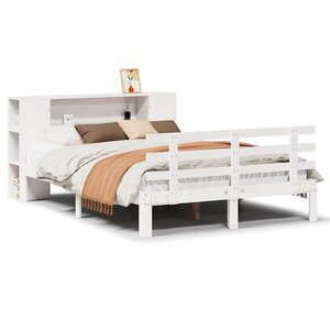 vidaXL Lit bibliothèque sans matelas blanc 135x190 cm bois pin massif