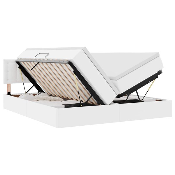 vidaXL Lit de Rangement Blanc pur 180 x 200 cm Cuir synthétique