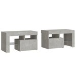 vidaXL Tables de chevet 2 Pièces et lumières LED Gris béton 70x36 5x40 cm