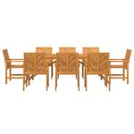 vidaXL Ensemble de salle à manger pour jardin 9 Pièces Marron