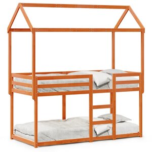 vidaXL Lit superposé avec toit cire marron 90x190cm bois massif de pin