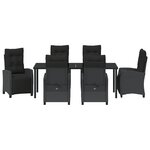 vidaXL Set de jardin 7 pièces en rotin poly noir
