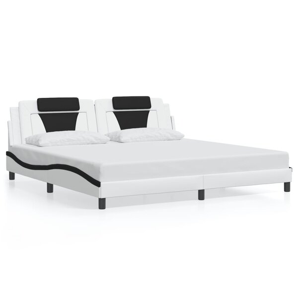 vidaXL Cadre de lit sans matelas blanc et noir 200x200 cm similicuir