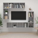 vidaXL Ensemble de meubles TV 4 Pièces Gris béton Bois d'ingénierie