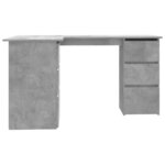 Bureau table poste de travail meuble d'ordinateur informatique étude d'angle 145 x 100 x 76 cm bois d'ingénierie gris 02_0023687