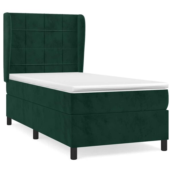vidaXL Sommier à lattes de lit avec matelas Vert foncé 90x200 cm