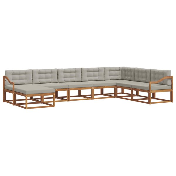 vidaXL Ensemble de canapés d'extérieur 8 pc Gris Naturel et Clair