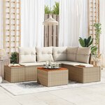 vidaXL Ensemble de canapé de jardin 5 Pièces Beige Poly rotin