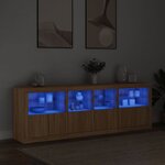 vidaXL Buffet avec lumières LED chêne sonoma 202x37x67 cm