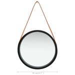vidaXL Miroir mural avec sangle 40 cm Noir