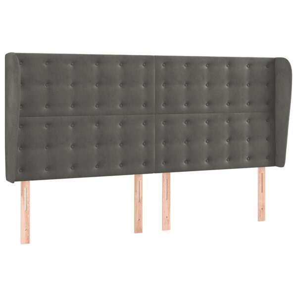 vidaXL Tête de lit avec oreilles Gris foncé 203x23x118/128 cm Velours