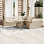 vidaXL Salon de jardin 11 Pièces avec coussins beige résine tressée