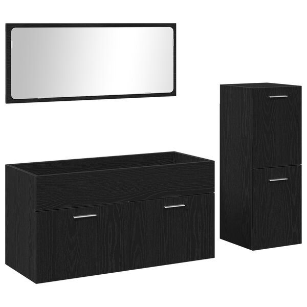 vidaXL Ensemble de meubles de salle de bain 3 pièces en bois d'ingénierie chêne noir