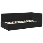 vidaXL Cadre de lit d'angle avec matelas 2 pc Noir 90 x 200 cm Velours