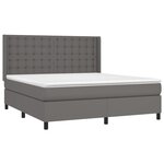 vidaXL Sommier à lattes de lit matelas LED Gris 180x200 cm Similicuir