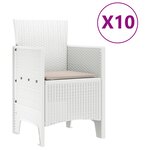 vidaXL Ensemble de Salle à Manger de Jardin de 11 Pièces avec Coussins Blanc Poly Rattan