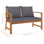 vidaXL Banc de jardin 120cm et coussin gris foncé Bois solide d'acacia