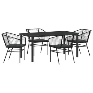vidaXL Ensemble de salle à manger pour jardin 5 Pièces Noir polyrotin