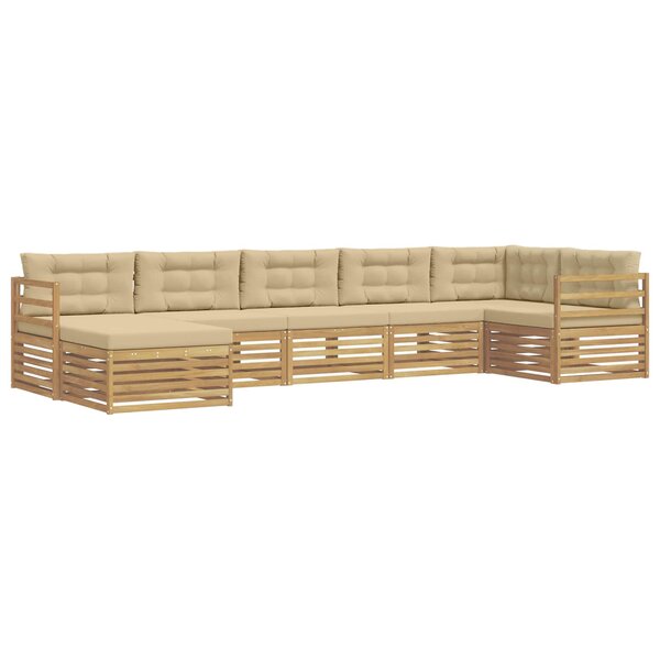 vidaXL Ensemble de canapés d'extérieur 7 pc Blanc et Beige