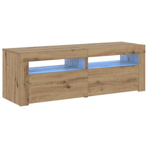 vidaXL Meuble TV avec lumières LED chêne artisanal bois d'ingénierie