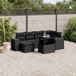 vidaXL Salon de jardin 7 Pièces avec coussins noir résine tressée