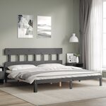 vidaXL Cadre de lit sans matelas gris 200x200 cm bois massif de pin
