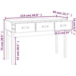 vidaXL Table console Blanc 114x40x75 cm Bois massif de pin