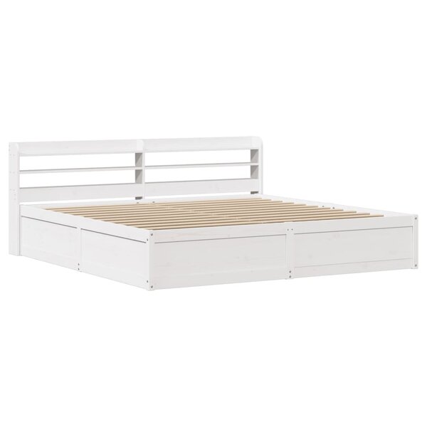 vidaXL Cadre de lit et tête de lit blanc 200x200 cm bois de pin massif