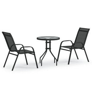 vidaXL Ensemble de bistro de jardin 3 Pièces Noir