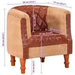vidaXL Chaise cabriolet marron cuir véritable bois de manguier massif