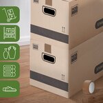 Pack and Move - Lot 50 cartons déménagement stockage standard - 60 x 30 x 30 cm - Poignées renforcées - 3 adhésifs offerts