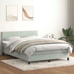 vidaXL Sommier à lattes de lit et matelas gris clair 160x210cm velours