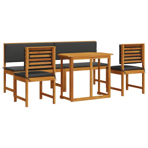 Ensemble de jardin 5 pièces vidaXL avec coussins en acacia massif