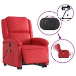vidaXL Fauteuil inclinable de massage électrique rouge similicuir
